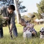 famille père enfant jardin